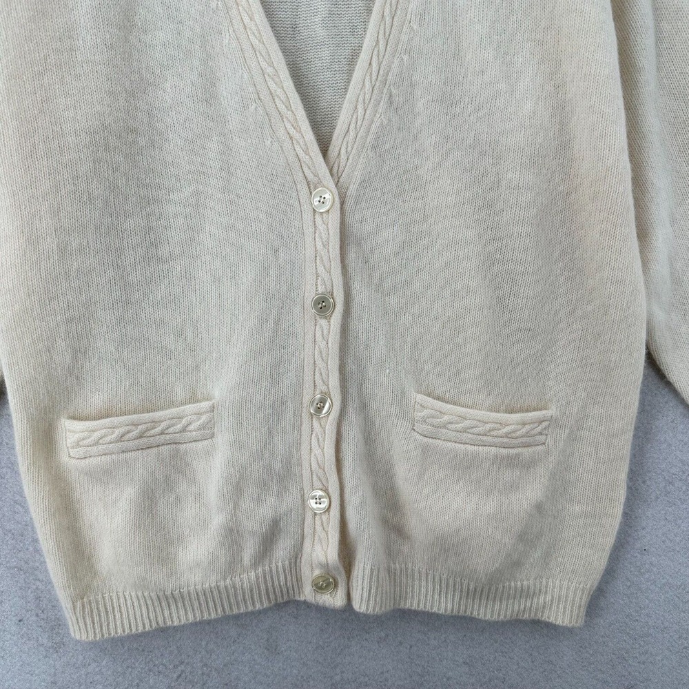 Carraige Court Cardigan Sweater Womens XL Ivory‎ Angora Lambswool Shoulder Pads - Picture 4 of 14